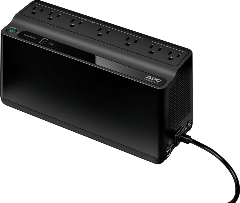 APC - Back-UPS 600VA 120V 1 USB charging port 7 NEMA outlets (2 surge) - Black