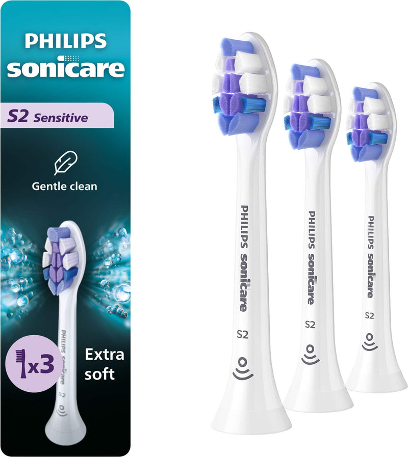 Philips Sonicare - S2 Sensitive - Replacement Toothbrush Heads 3 Pack HX6053/77 - White