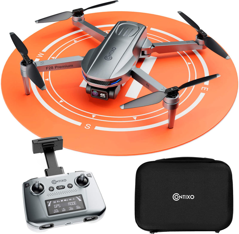 Contixo - F28 Stratus Max 4K GPS Drone with Intelligent Flight Modes 26-Min Flight Brushless Motors  Carrying Case - Gray