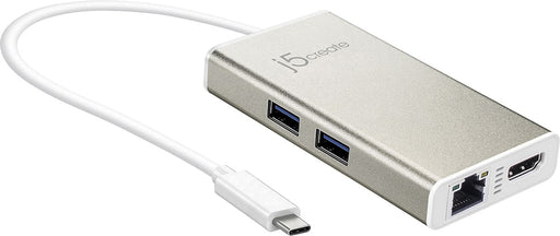 j5create - USB-C Multi-Adapter - HDMI/Ethernet/USB 3.1 HUB/PD 3.0 - Champagne Metallic