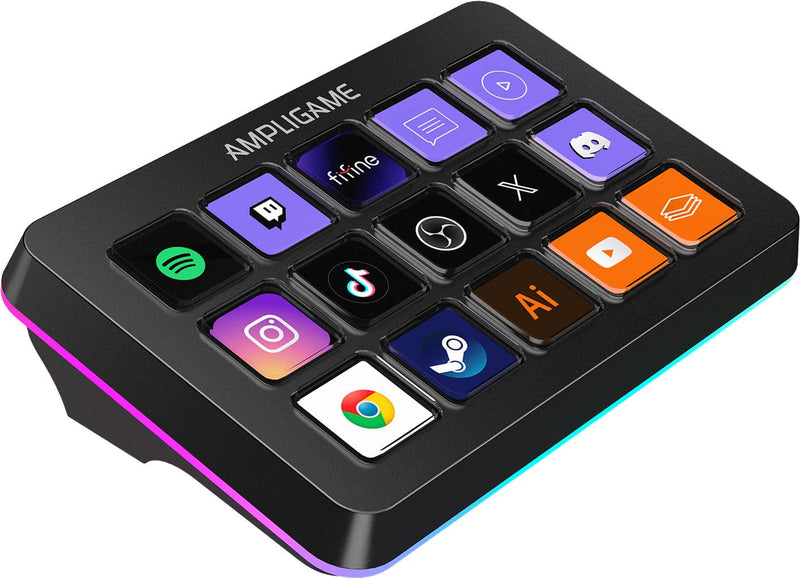 FIFINE - Stream Controller with 15 Customizable Macro Keys Trigger Actions for OBS/Twitch/YouTube PC  Mac - Black