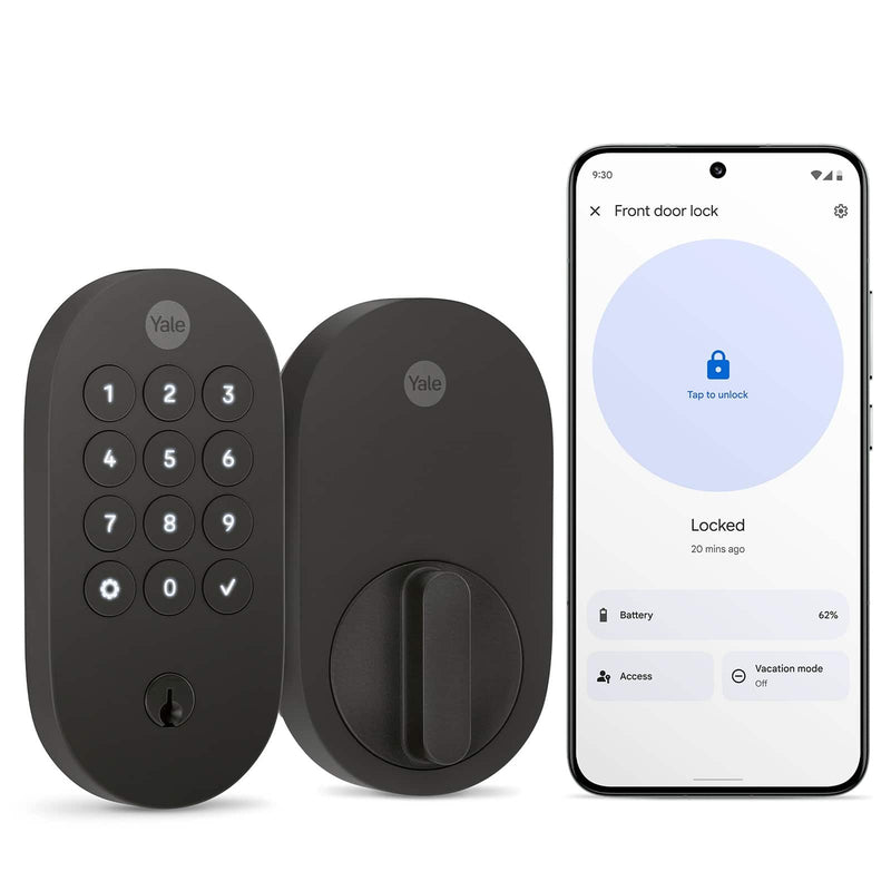 Yale - Smart Lock with Matter Designed for Google Home; Electronic Deadbolt with Pushbutton Keypad - Matte Black