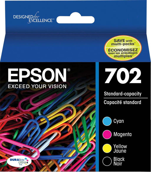 Epson - 702 4-Pack Standard Capacity Ink Cartridges - Black/Cyan/Magenta/Yellow