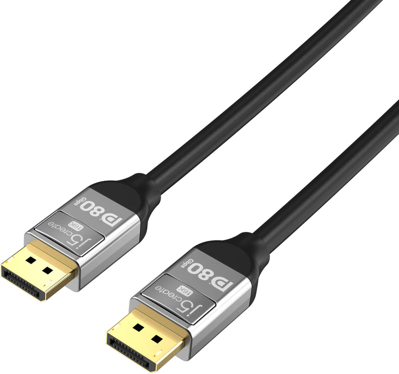 j5create - VESA Certified 16K DisplayPort 2.1 80Gbps 5.2 ft. Cable for DisplayPort enabled Devices - Black