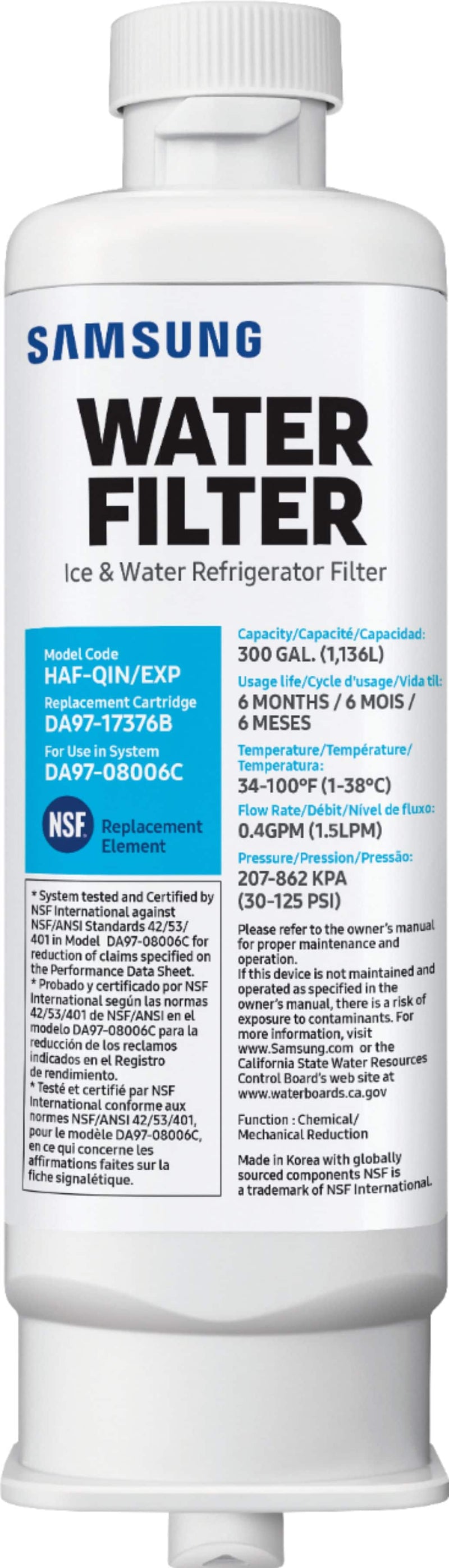 Water Filter for Select Samsung Refrigerators - White
