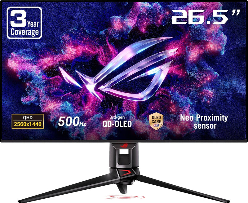 ASUS - ROG Swift 27" 2K OLED 500Hz 0.03ms Gaming Monitor with FreeSync Premium Pro and HDR (DisplayPort HDMI) - Black