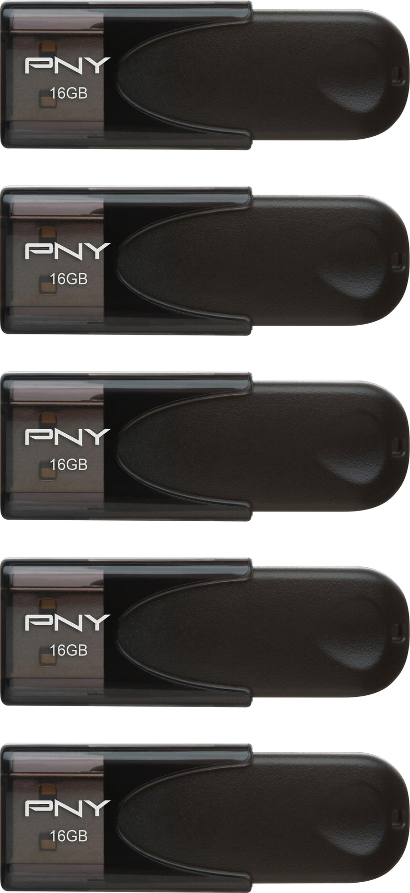 PNY - 16GB Attach 4 Type A USB 2.0 Flash Drive 5-Pack - Black
