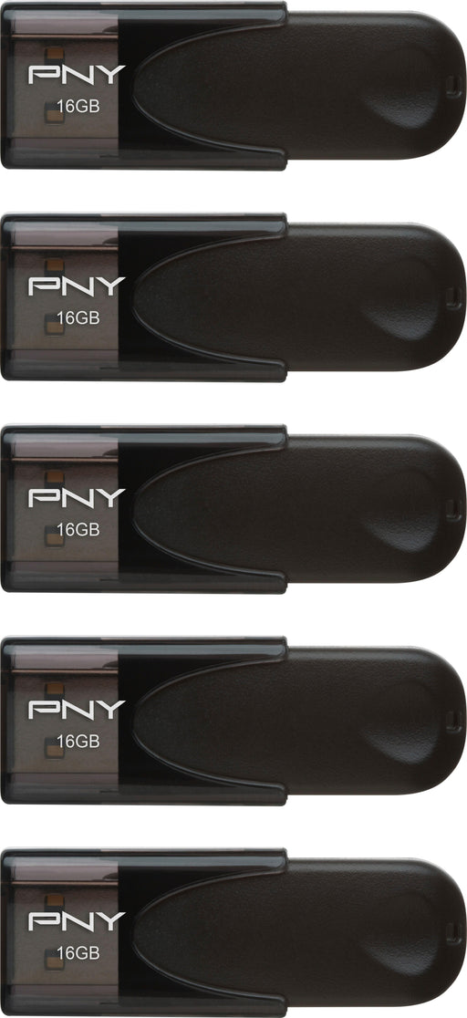 PNY - 16GB Attach 4 Type A USB 2.0 Flash Drive 5-Pack - Black