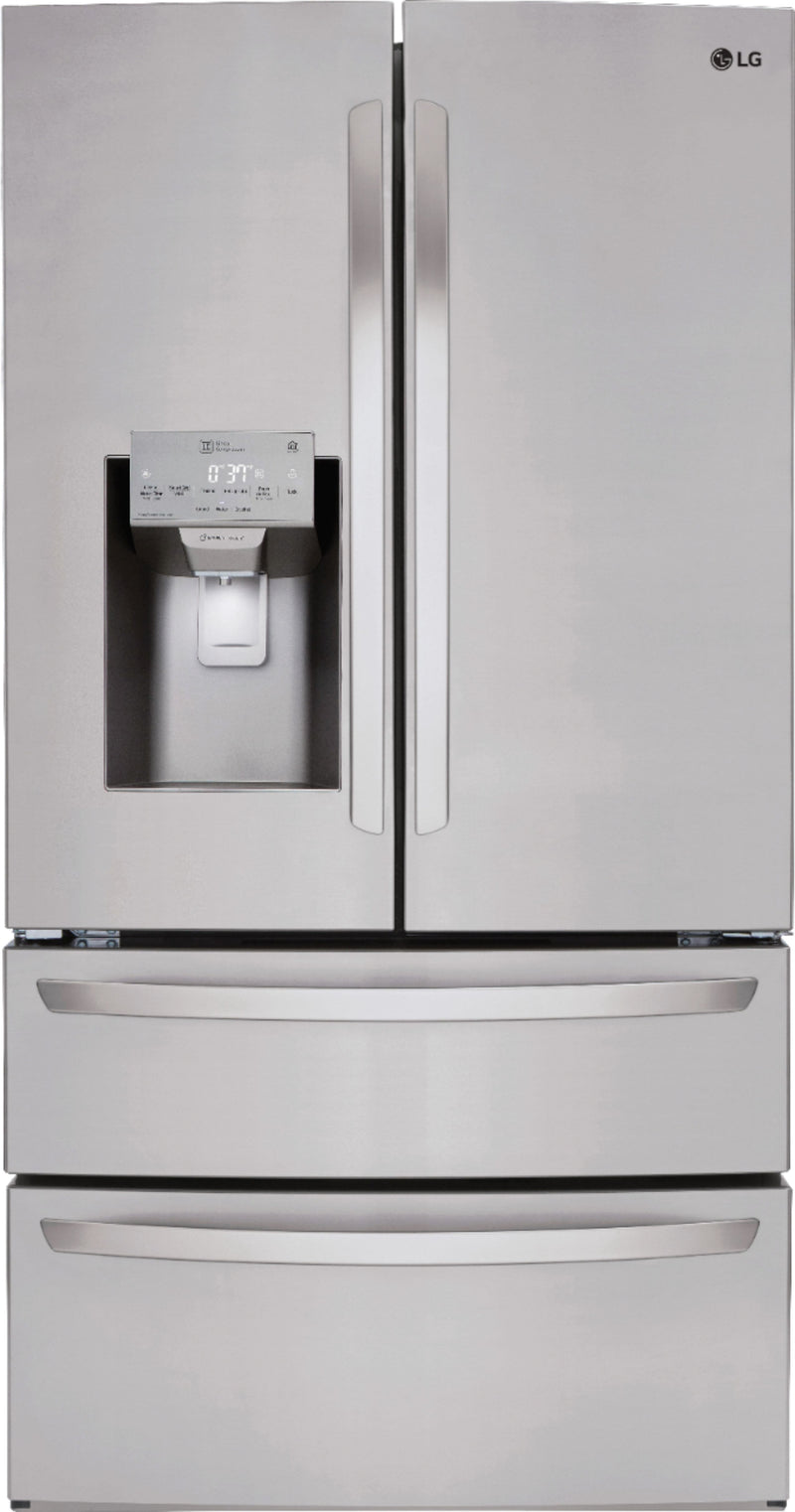 LG - 36-in Wide 27.8 Cu. Ft. 4-Door French Door Smart Refrigerator with Double Freezer Drawers - Stainless Steel
