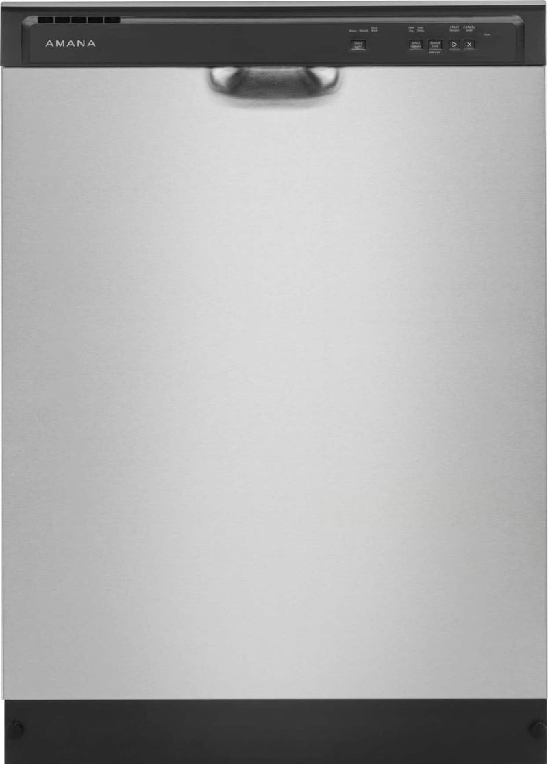 Amana - 24" Front Control Built-In Dishwasher with Dark Interior Large Capacity 59 dBA - Stainless Steel