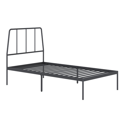 Sauder - Harvey Park Twin Metal Platrorm Bed w/ Headboard - Black