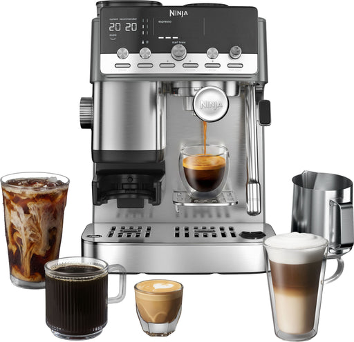 Ninja - Luxe Caf Mini Plus AutoFroth Espresso Machine  Drip Coffee Maker with Built-in Burr Grinder  Hands-Free Frother - Stainless Steel