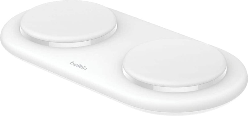 Belkin - 15W Dual Qi2 Wireless Magnetic Charging Pad MagSafe Compatible for iPhone  AirPods - White