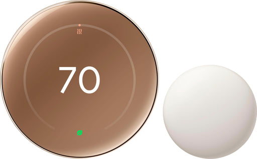 Google - Nest Learning Thermostat (4th gen) with Nest Temperature Sensor (2nd gen) - Polished Gold