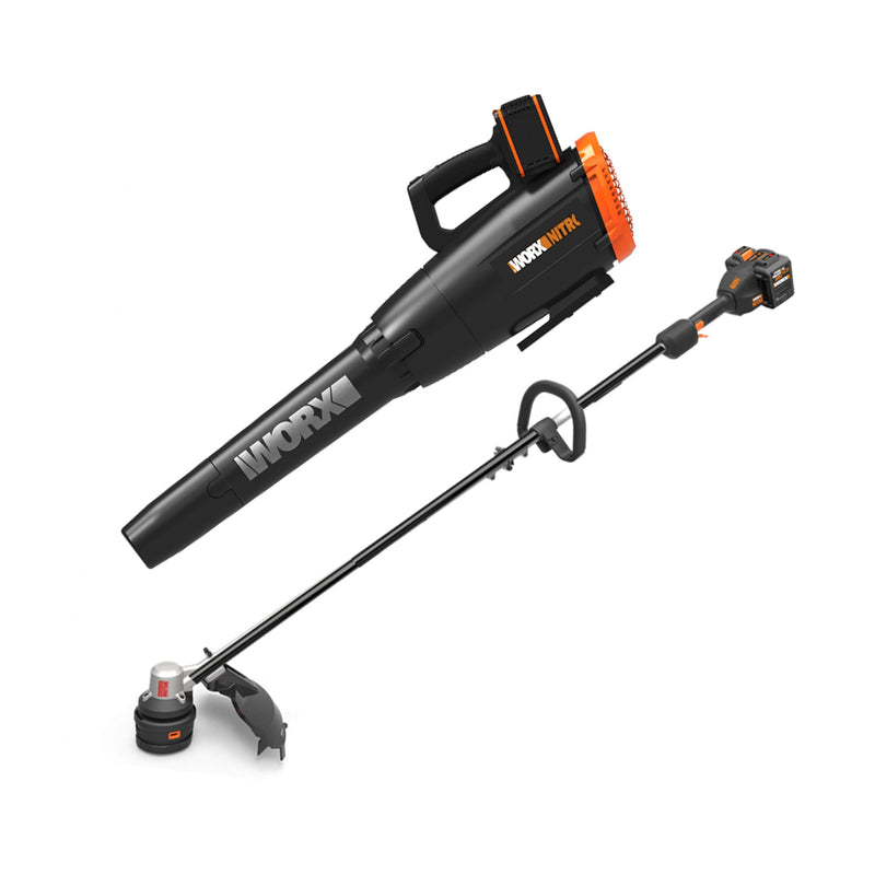 WORX Nitro Power Share 40-volt Cordless Battery String Trimmer and Leaf Blower and Combo Kit 4 Ah (Battery Included) (Charger Included)
