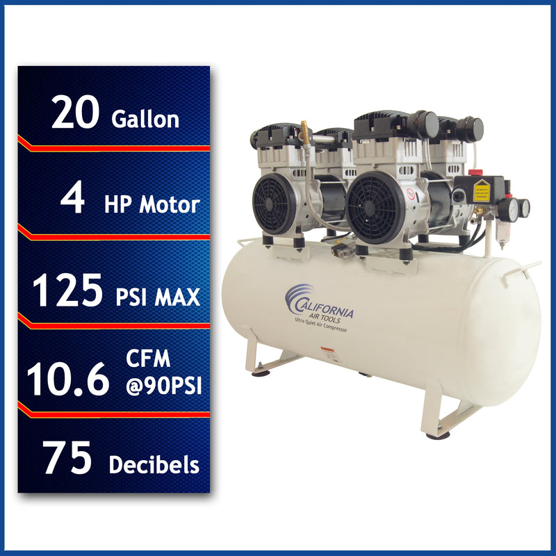 California Air Tools 20-Gallon Electric 125 PSI Horizontal Air Compressor