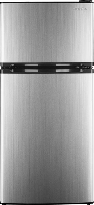 Insignia - 4.3 Cu. Ft. Mini Fridge with Top Freezer - Stainless Steel