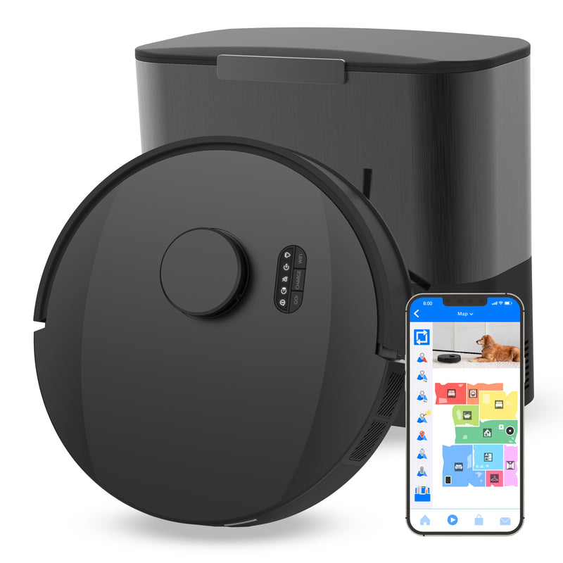 bObsweep - UltraVision Pet Self-Empty Robot Vacuum  Mop 180-Day Capacity 13000 Pa Suction Object-aware Tech - Gunmetal