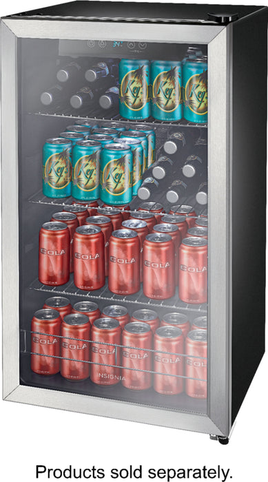 Insignia - 115-Can Beverage Cooler - Stainless Steel