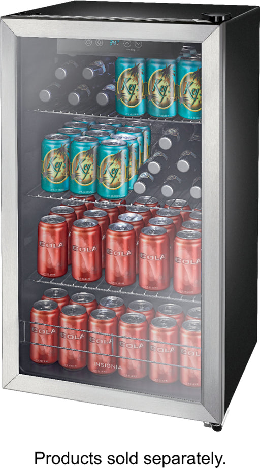 Insignia - 115-Can Beverage Cooler - Stainless Steel