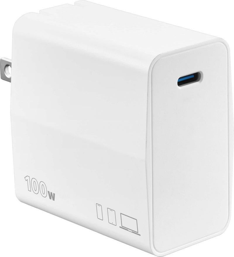 Insignia - 100W USB-C GaN Wall Charger for MacBook Pro MacBook Air iPads Galaxy tablets and other USB-C laptops and Devices - White