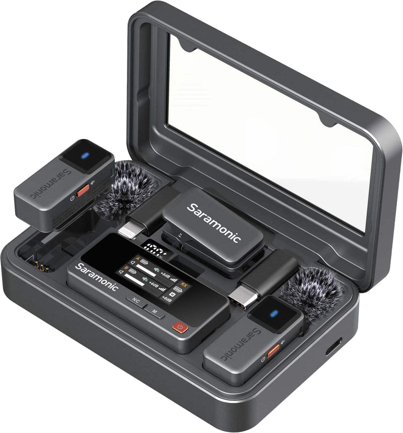 Saramonic - Air 2-Person Mini Wireless Clip-On Mic System w/ Lavaliers for Cameras Mobile Devices  Computers - Black