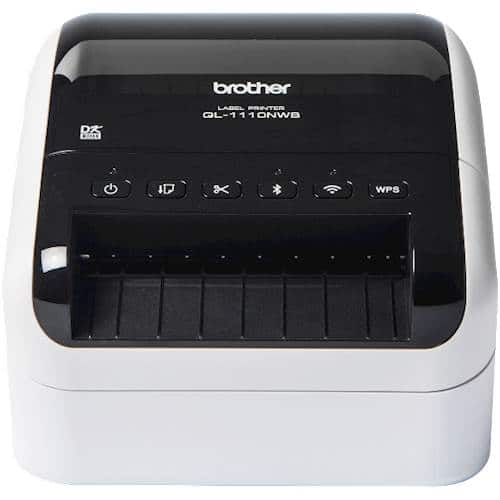 Brother - QL-1110NWB Wide Format Professional Thermal Label Printer with Multiple Connectivity options - White/Black