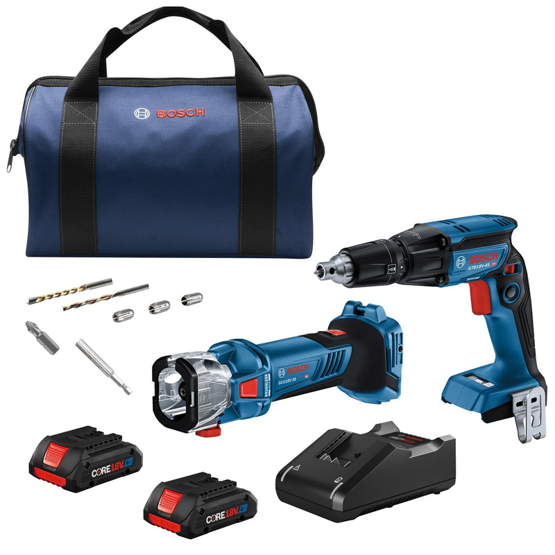 Bosch 18-volt 2-Tool Brushless Power Tool Combo Kit with Soft Case (2-Batteries Included and Charger Included)