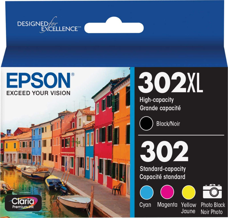 Epson - 302/302XL 5-Pack High-Yield and Standard Capacity Ink Cartridges - Photo Black/Cyan/Magenta/Yellow