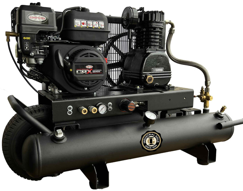 INDUSTRIAL GOLD 10-Gallon Portable Gas Cordless 125 PSI Horizontal Air Compressor