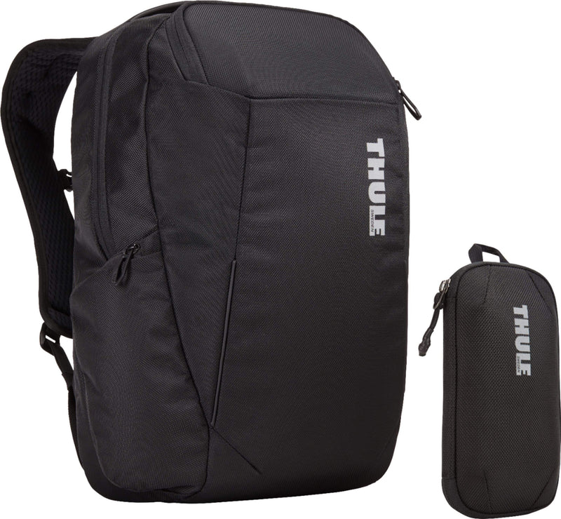 Thule - Accent Backpack 23L Bundle for 15.6" Laptop w/ Subterra PowerShuttle 10" Tablet Sleeve SafeZone  Water Bottle Holder - Black