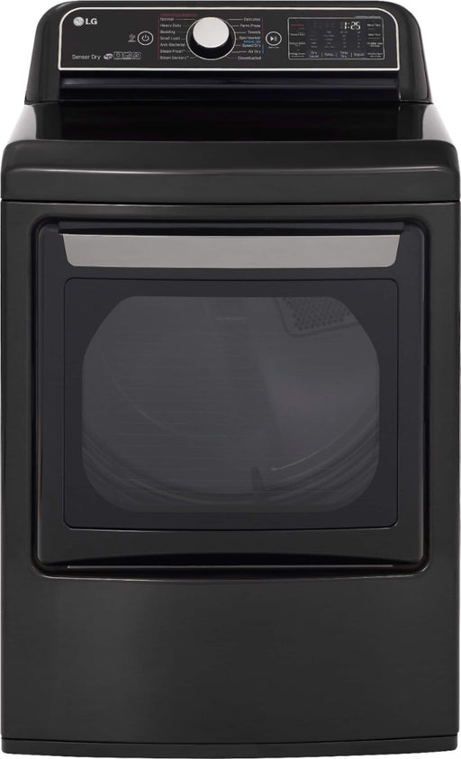 LG - 7.3 Cu. Ft. Smart Electric Dryer with Steam and Sensor Dry - Black Steel