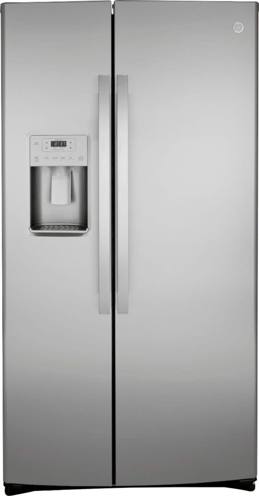 GE - 25.1 Cu. Ft. Side-By-Side Ref with External Ice  Water Dispenser - Stainless Steel