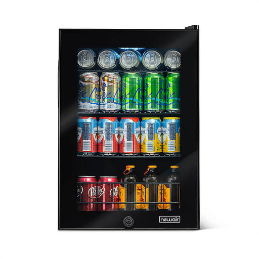 NewAir - 90-Can Freestanding Beverage Fridge Compact with Adjustable Shelves and Lock - Black