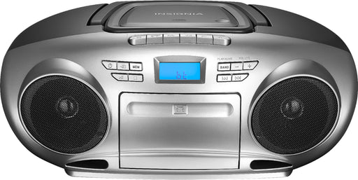 Insignia - AM/FM Radio Portable CD Boombox with Bluetooth - Silver/Black