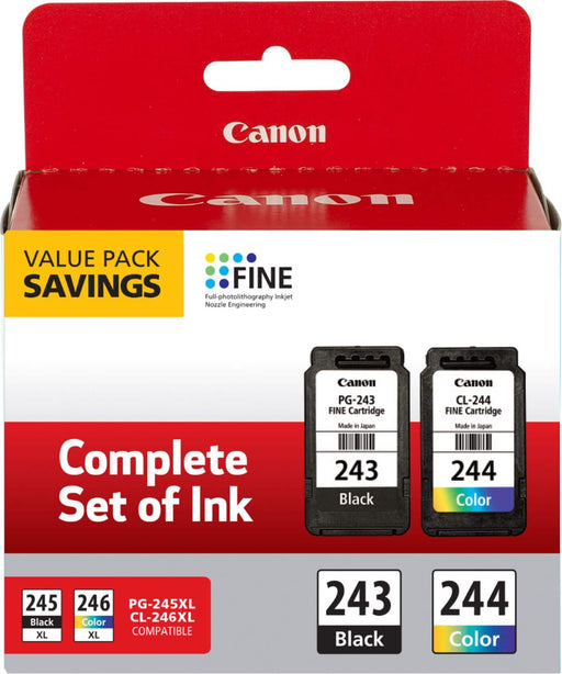 Canon - 243 / CL-244 Value Pack Standard Capacity Ink Black/Cyan/Magenta/Yellow