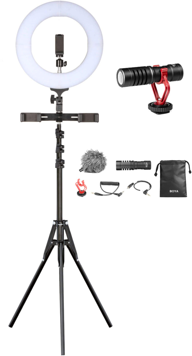 Sunpak- Vlogging Kit with BOYA Cardioid Microphone for Smartphones and Cameras- Black