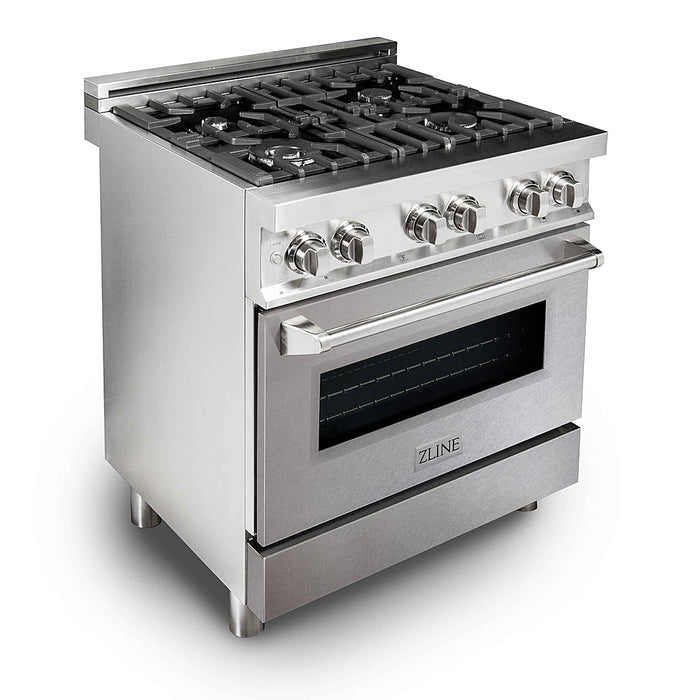 ZLINE - 30" Legacy Dual Fuel Range w/ 4 Burner Cooktop  Electric Oven w/ DuraSnow Door (RA-SN-30) - Stainless Steel