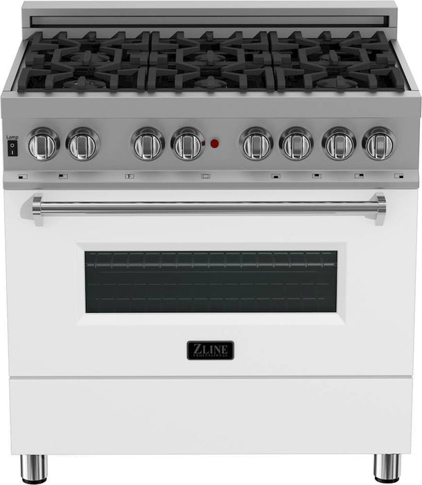 ZLINE - Dual Fuel Range with Gas Stove and Electric Oven in Fingerprint Resistant Stainless Steel and White Matte Door - Matte White