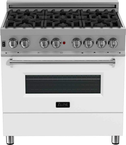 ZLINE - 36" Legacy Dual Fuel Range in DuraSnow Stainless Steel w/ White Matte Door (RAS-WM-36) - Matte White