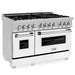 ZLINE - 48" Legacy Dual Fuel Range in DuraSnow Stainless Steel w/ White Matte Doors (RAS-WM-48) - Matte White