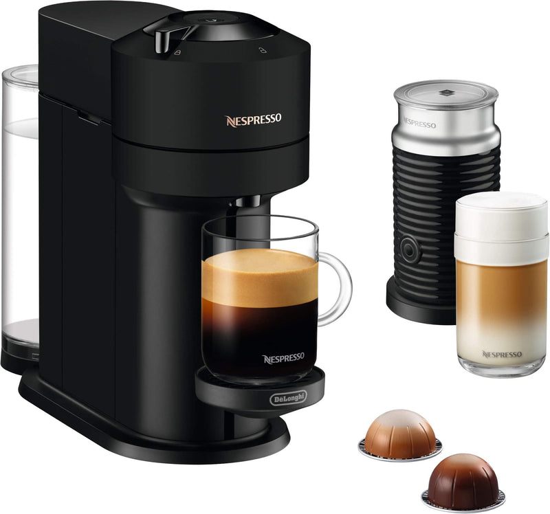 Nespresso - Vertuo Next Coffee and Espresso Maker by De'Longhi Matte Black with Aeroccino Milk Frother - Black Matte