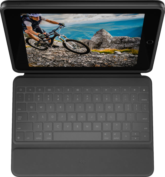 Logitech - Rugged Folio Keyboard Folio for Apple iPad (7th 8th  9th Gen) with Durable Spill-Proof Design - Graphite