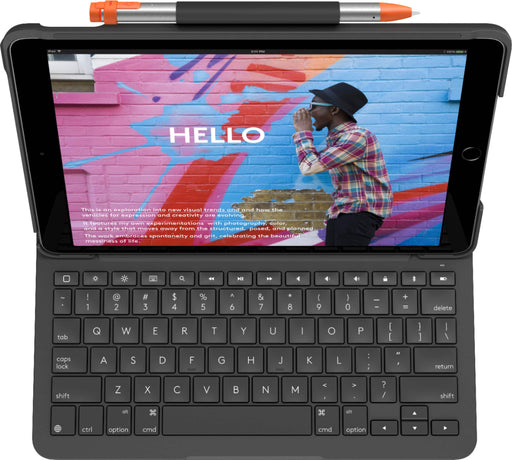 Logitech - Slim Folio Keyboard Folio for Apple iPad (7th 8th  9th Generation) - Graphite