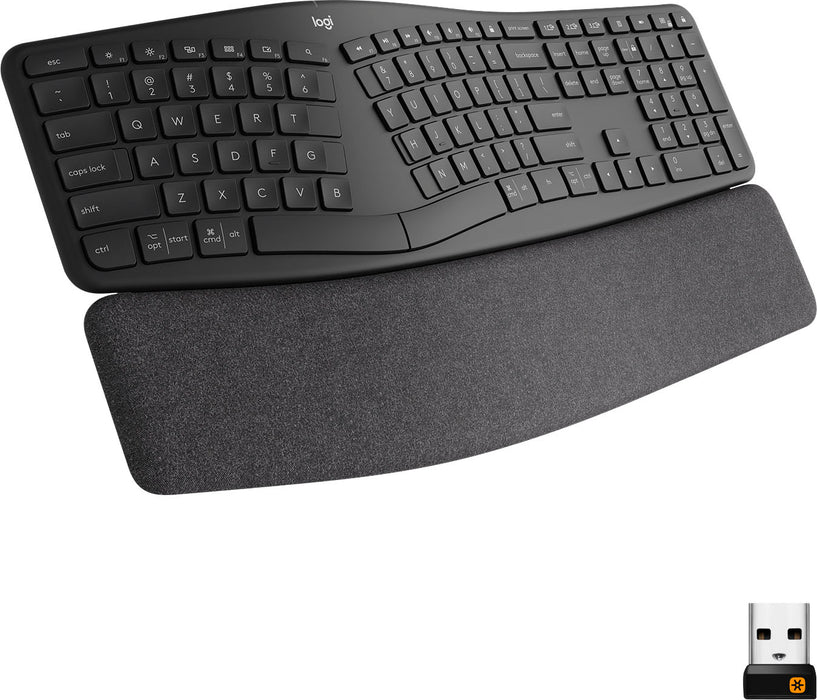 Logitech - ERGO K860 Ergonomic Full-size Wireless Keyboard for Windows and Mac with Palm Rest - Black