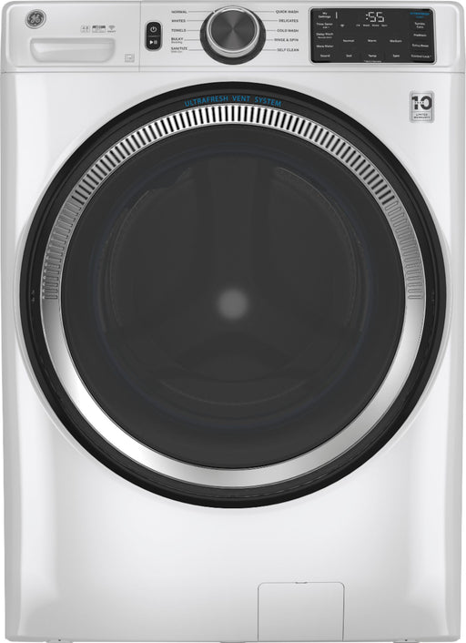 GE - 4.8 CuFt High-Efficiency Stackable Smart Front Load Washer w/UltraFresh Vent System  Microban Antimicrobial Technology - White