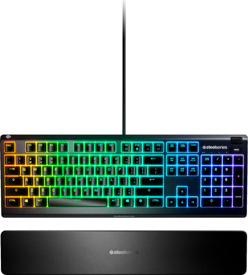 SteelSeries - Apex 3 Full Size Wired Membrane Whisper Quiet Switch Gaming Keyboard with 10 zone RGB Backlighting - Black