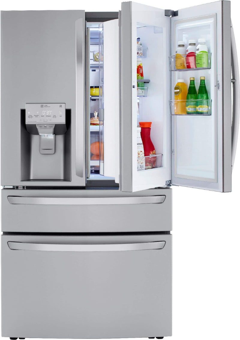 LG - 36-in 22.5 Cu. Ft. 4-Door French Door-in-Door Counter-Depth Smart Refrigerator with Craft Ice - Stainless Steel