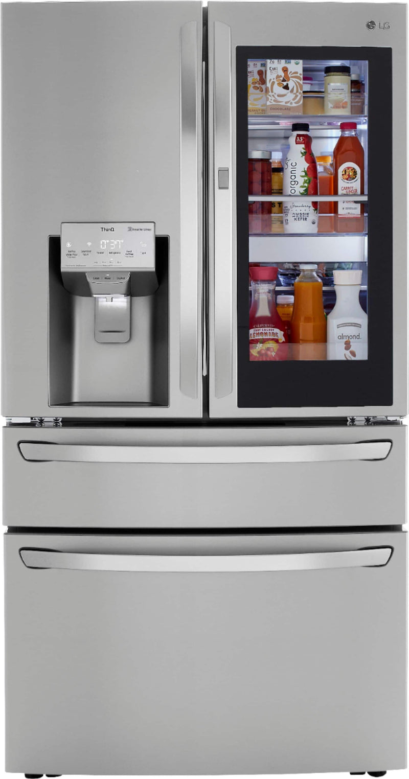 LG - 22.5 Cu. Ft. 4-Door French Door-in-Door Counter-Depth Smart Refrigerator with Craft Ice - Stainless Steel