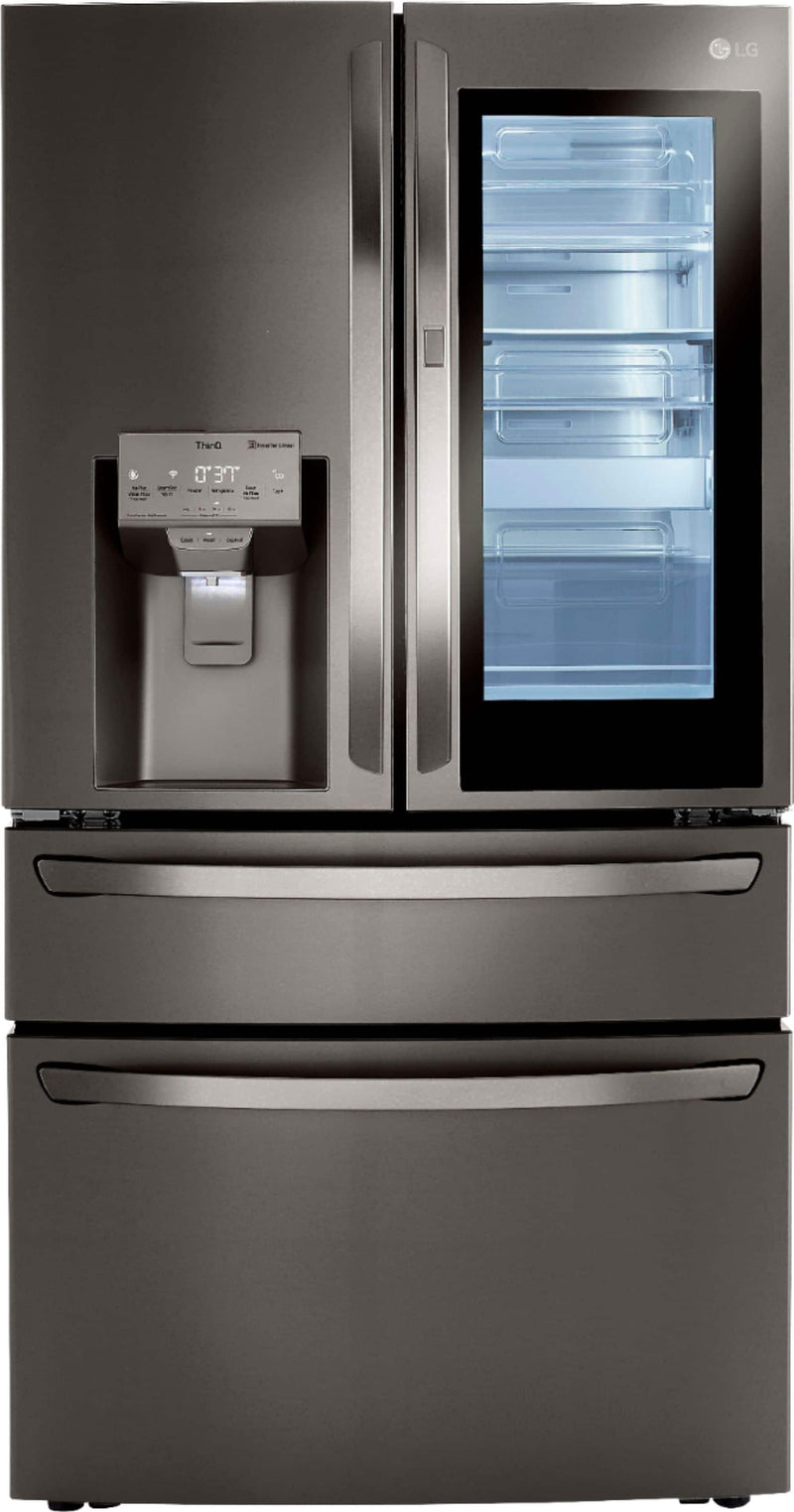 LG - 36-in Wide 22.5 Cu. Ft. 4-Door French Door-in-Door Counter-Depth Smart Refrigerator with Craft Ice - Black Stainless Steel